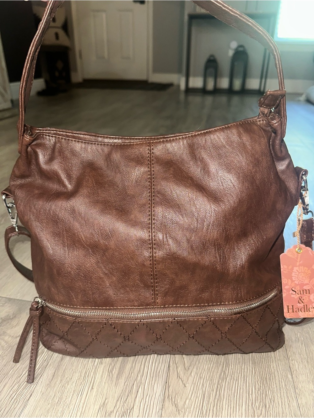 Sam & Hadley Brown Faux Leather Crossbody Shoulder Bag Purse